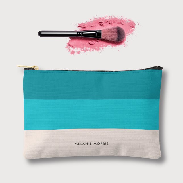 Summer Fresh Blue Beach Vibe Stripes Accessory Pouch (Creator Uploaded)