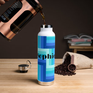 Summer Fresh Blue Green Zig Zag Water Bottle