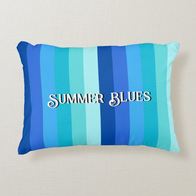 Summer Fresh Blue Stripes Decorative Cushion (Front)