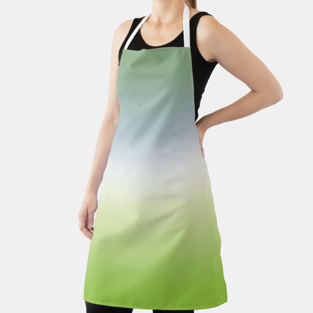 Summer Fresh Gradient Cool Blue Green Ombre Apron (Insitu)