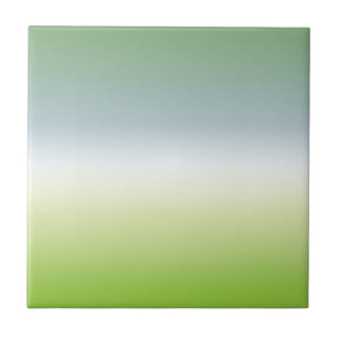 Summer Fresh Gradient Cool Blue Green Ombre Ceramic Tile