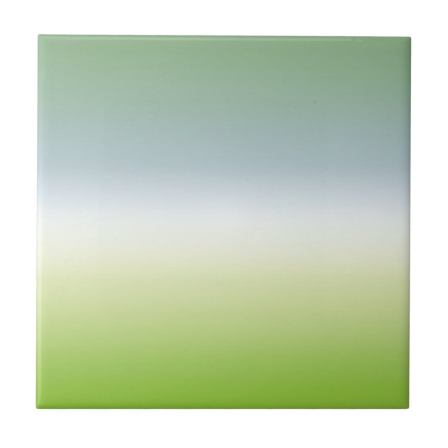 Summer Fresh Gradient Cool Blue Green Ombre Ceramic Tile (Front)