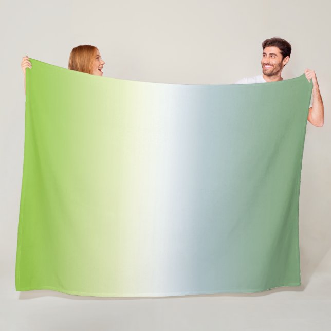 Summer Fresh Gradient Cool Blue Green Ombre  Fleece Blanket (In Situ)