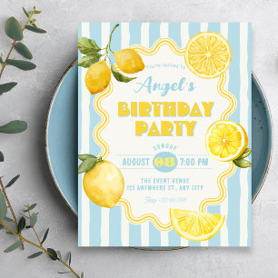 Summer fresh lemon birthday invitation