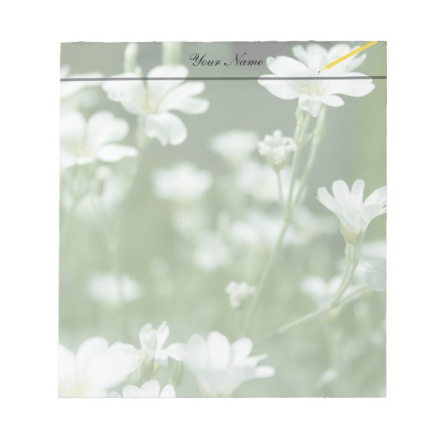 summer fresh white garden flowers notepad (Front)