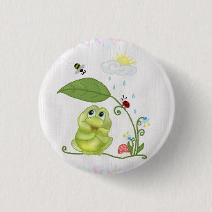 summer frog 3 cm round badge
