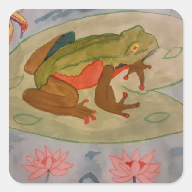 Summer Frog Pond Square Sticker (Front)