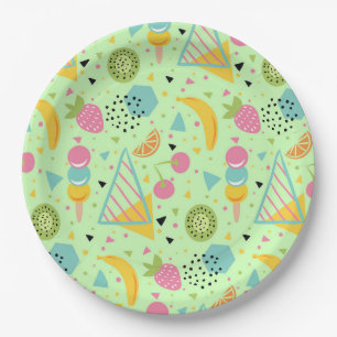 Summer Fruit and Geometric Shapes  Paper Plate