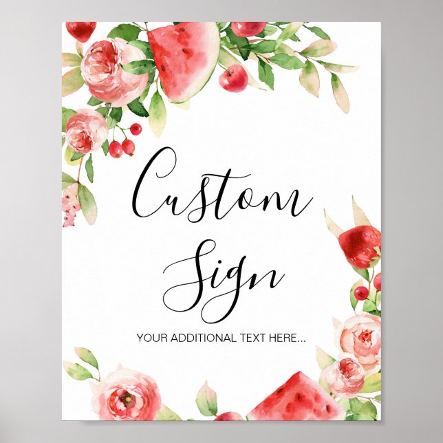 Summer Fruit and Greenery Baby Shower Custom Sign (Front)