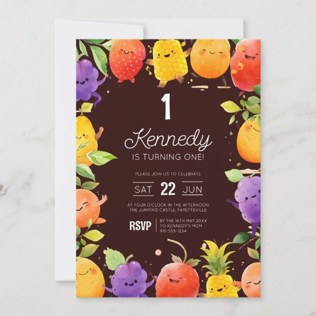 Summer Fruit Birthday  Invitation (Front)