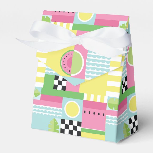 Summer fruit design, colourful fun mosaic  favour box (Front Side)