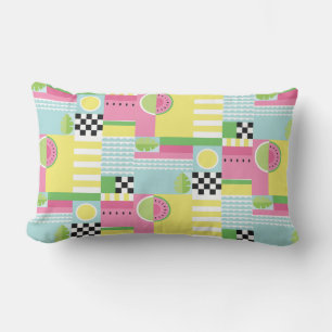 Summer fruit design, colourful mosaic lumbar cushion