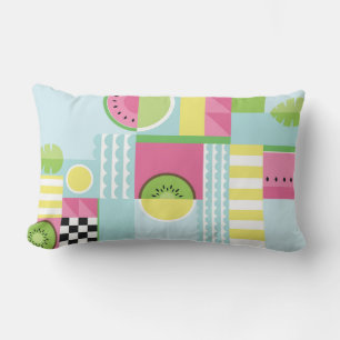 Summer fruit design, colourful watermelon mosaic lumbar cushion