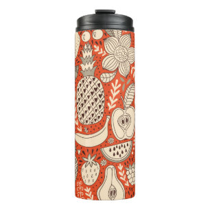 Summer Fruit Doodle Vintage Thermal Tumbler