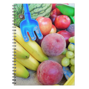 Summer Fruit, Food, Melon, Grapes, Peaches, Banana Notebook