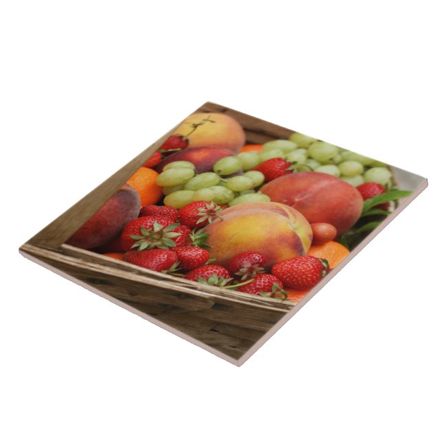Summer fruit in basket ceramic tile (Side)