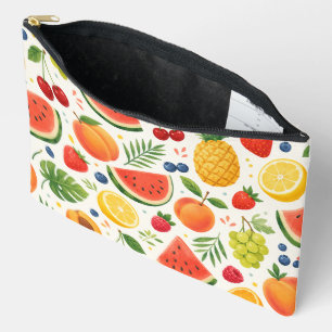 Summer Fruit Pattern Fabric Tropical Watermelon Accessory Pouch