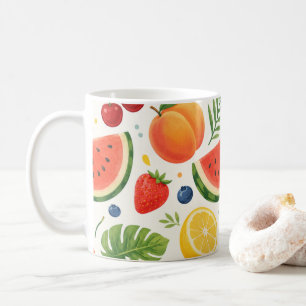 Summer Fruit Pattern Fabric Tropical Watermelon Coffee Mug