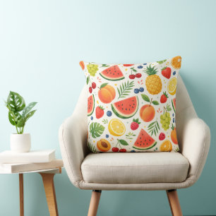 Summer Fruit Pattern Fabric Tropical Watermelon Cushion