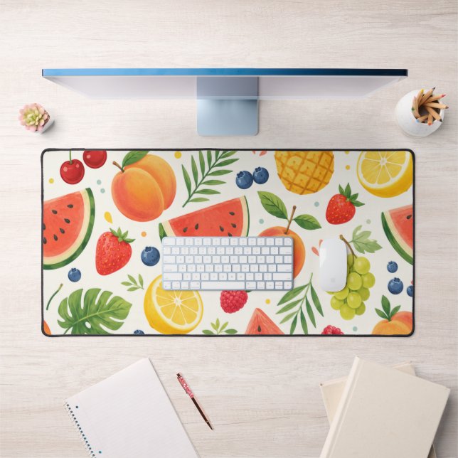 Summer Fruit Pattern Fabric | Tropical Watermelon  Desk Mat (Office 1)
