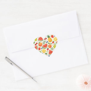Summer Fruit Pattern Fabric Tropical Watermelon Heart Sticker