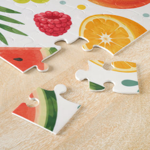 Summer Fruit Pattern Fabric Tropical Watermelon Jigsaw Puzzle