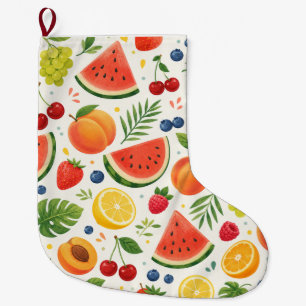 Summer Fruit Pattern Fabric Tropical Watermelon Large Christmas Stocking