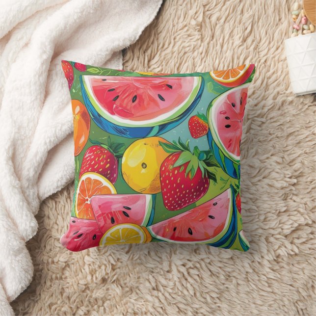 Summer Fruit Pattern Throw Pillow  (Blanket)