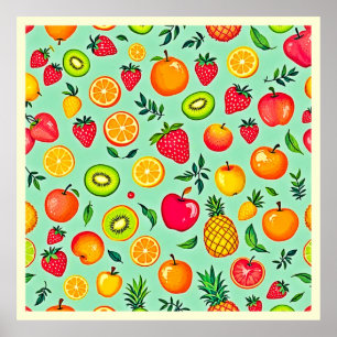 Summer Fruit Seamless Design Poster