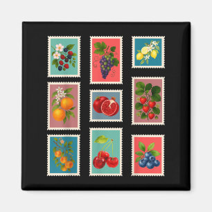 Summer Fruit Stamp Vintage Fruit Postage Stamp Magnet