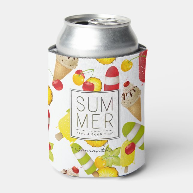 Summer Fruits and Ice-Cream Fun Can Cooler (Can Front)