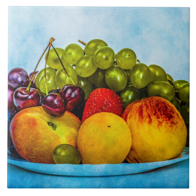 Summer fruits ceramic tile (Front)