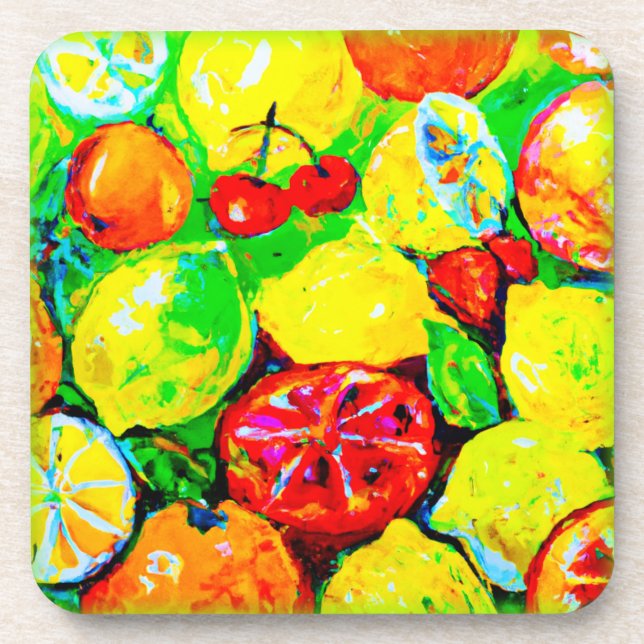  "Summer Fruits" Cute Art. Buy Now  Coaster (Front)