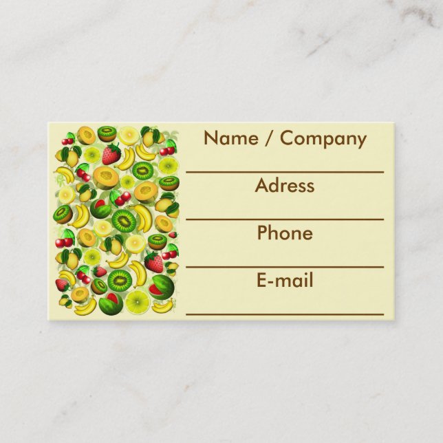 Summer Fruits Juicy Pattern Business Cards (Front)