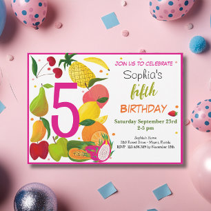 Summer fruits kids birthday invitation