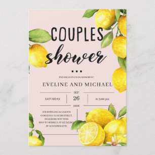 Summer fruits lemon citrus couples shower invitation