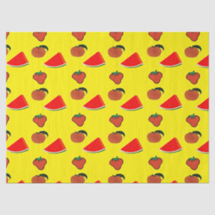 Summer fruits on yellow tissue paper