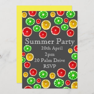 Summer fruits picnic garden party celebration invitation