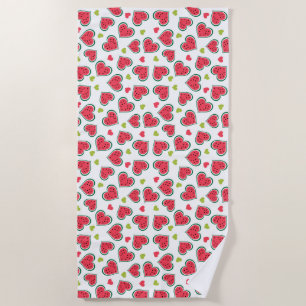 Summer Fruits Pretty Watermelon Love Hearts Print Beach Towel