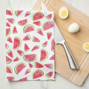 Summer Fruity Fun Watermelons Watercolor Colorful Tea Towel