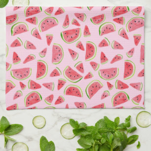 Summer Fruity Fun Watermelons Watercolor Colourful Tea Towel