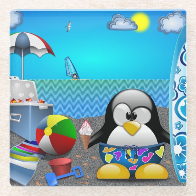 SUMMER FUN AT THE BEACH GLASS COASTER (Front)