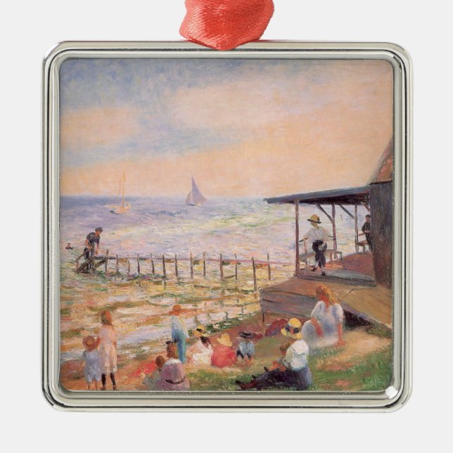 Summer Fun at the Beach Metal Ornament (Front)