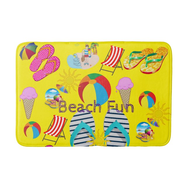 Summer Fun Beach House Bathroom Bath Mat (Front)