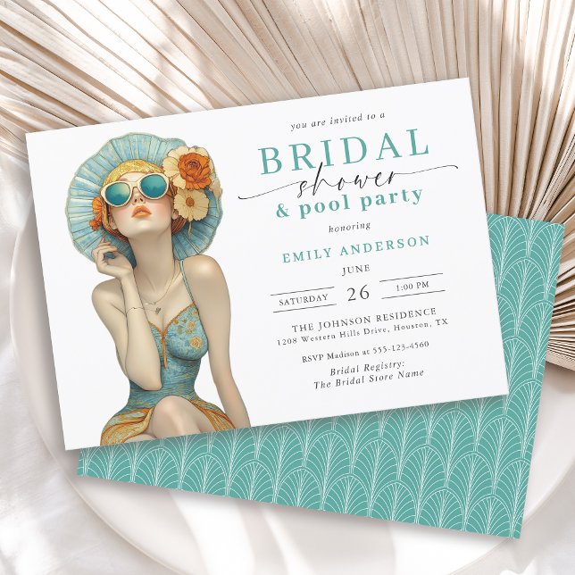 Summer Fun Bridal Shower and Pool Party Invitation (Available in both printed and instant download digital formats.)
