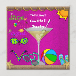 Summer Fun Cocktail Pool Party Invitation