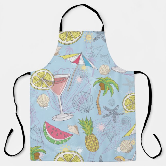 Summer Fun, Cocktail Seamless Pattern. Apron (Front)