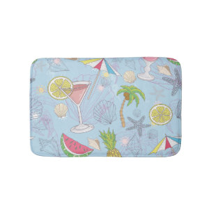 Summer Fun, Cocktail Seamless Pattern. Bath Mat