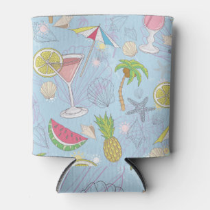 Summer Fun, Cocktail Seamless Pattern. Can Cooler