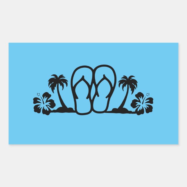 Summer Fun Flip Flops Palm Trees Stickers (Front)
